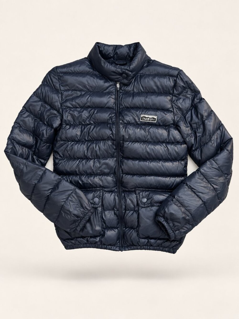 TNA | Navy blue duck down packable puffy jacket